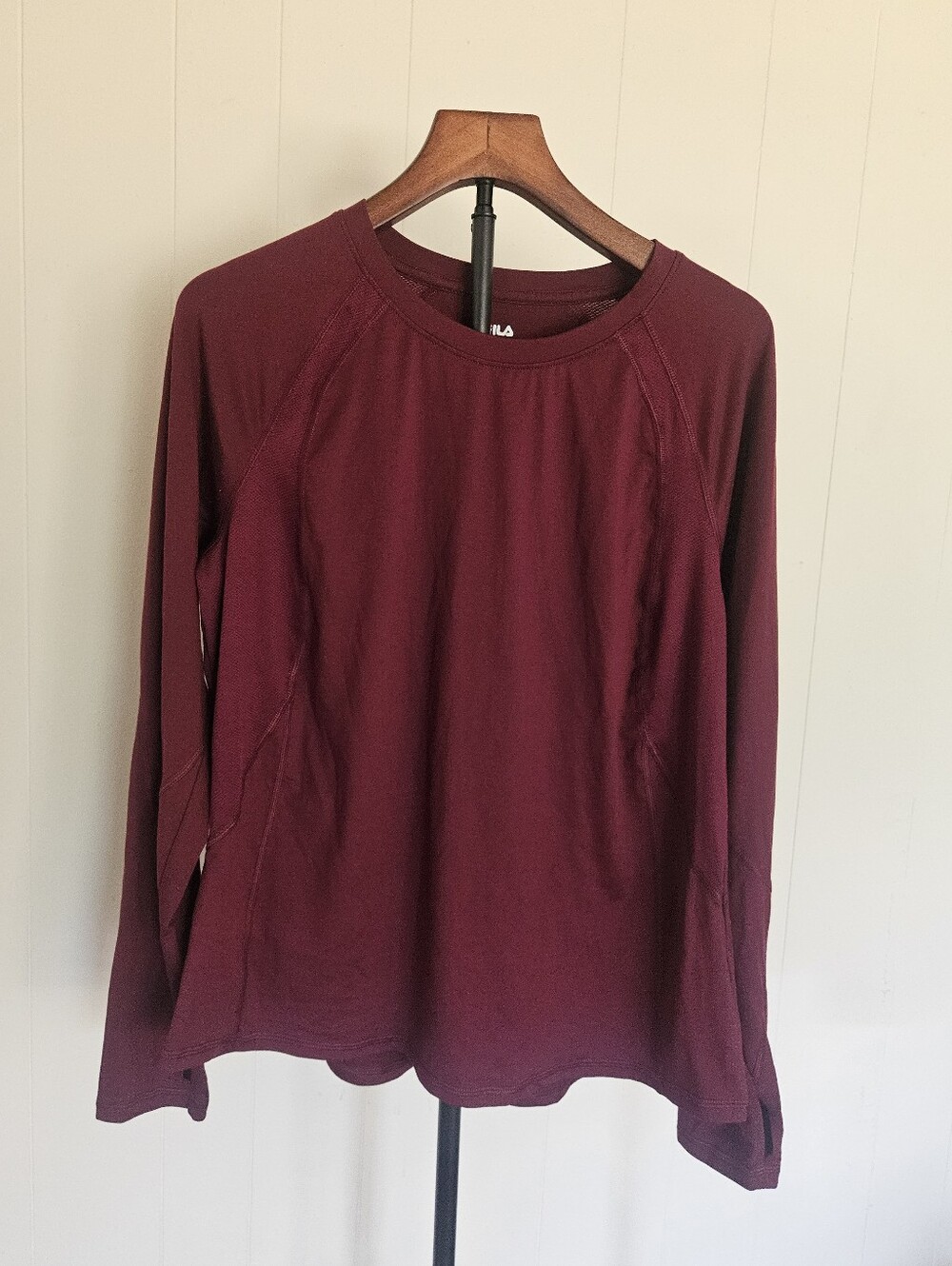 Fila Activewear Women's Long-Sleeve Crewneck Top - Wine Colored Size XL